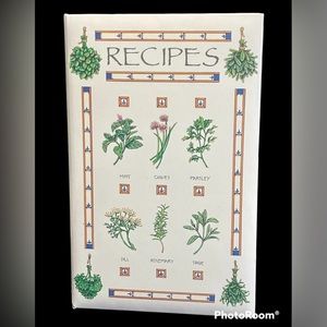 Herb Cover Recipe Binder Keeper White Green New
